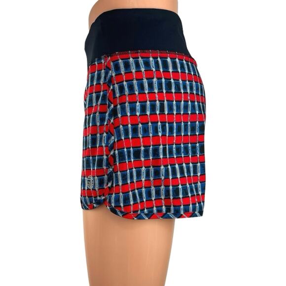 Tory Burch Sport Blue Red Pull On Mid Rise Workout Athletic Short Size S - Picture 2 of 5